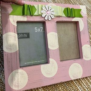 Green Tree Gallery Pink and White Polka Dot 5x7 side by side picture frame
